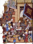Shaykh Muhammad Joseph,Haloed in his tajalli,at his wedding feast Sweden oil painting artist